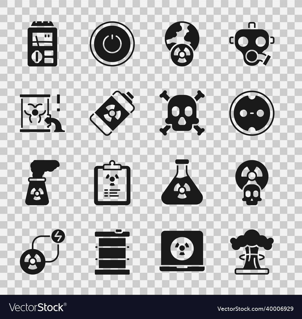 Set nuclear explosion radioactive electrical Vector Image