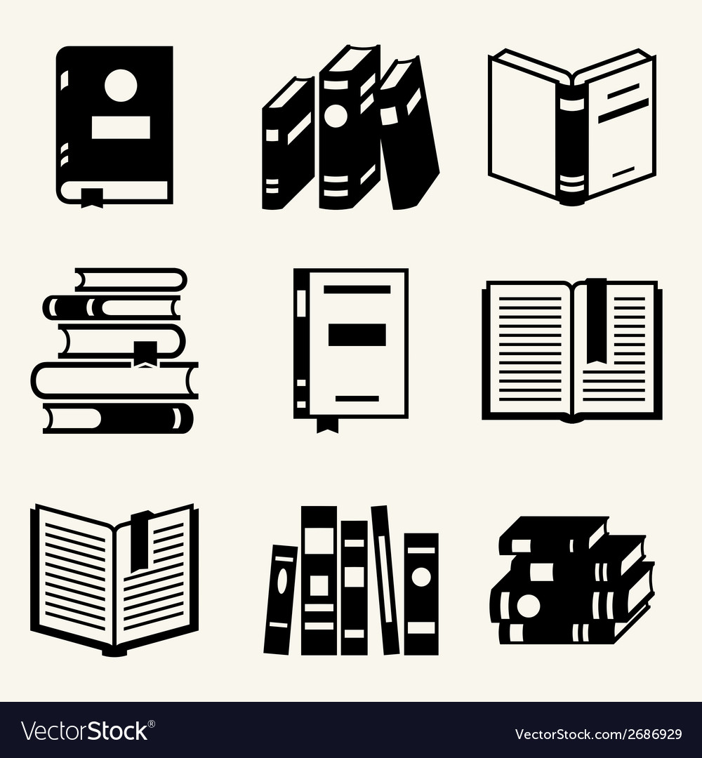 Setting of a book. Icons book magazine retro.