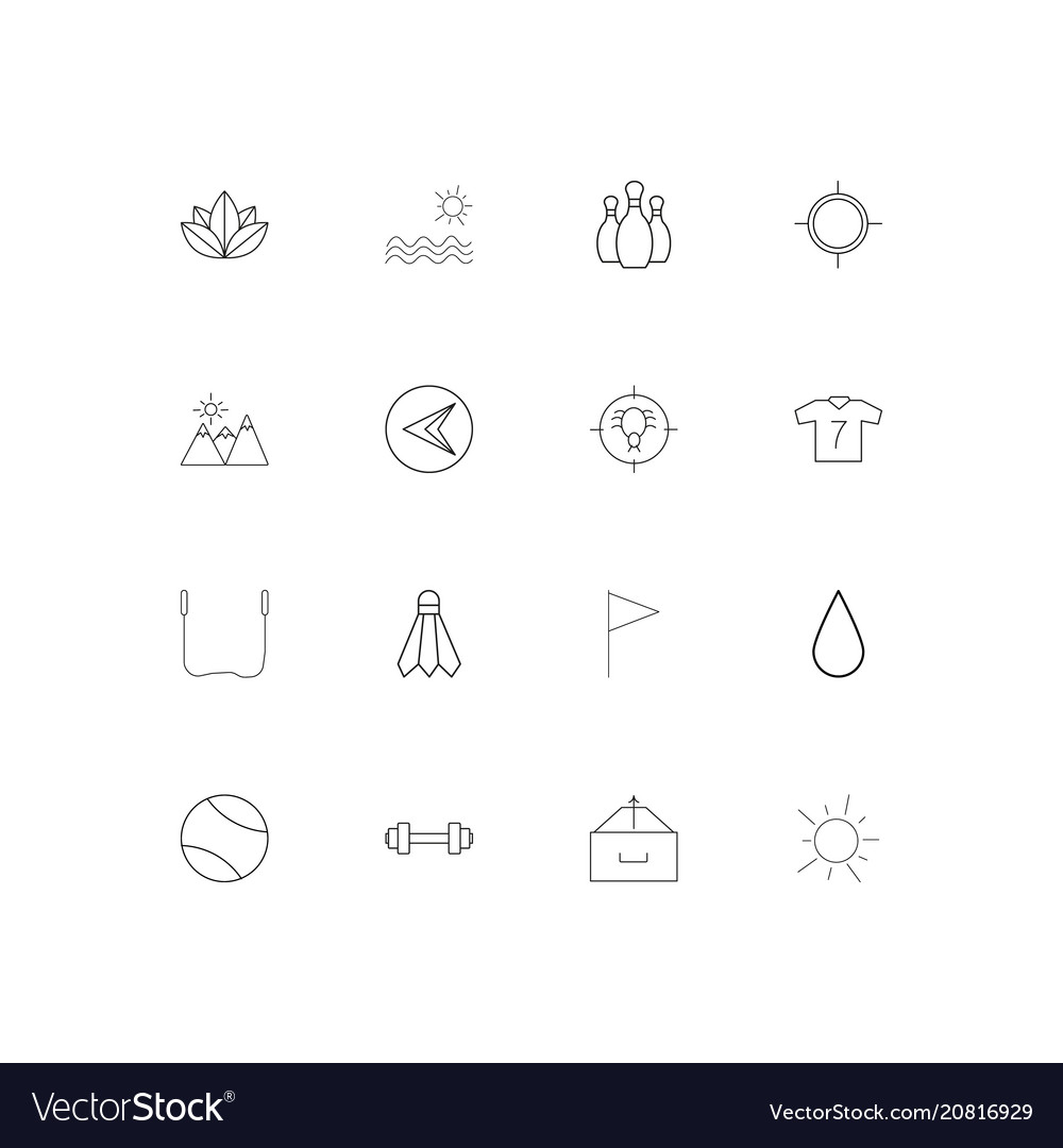 Sport fitness and recreation linear thin icons