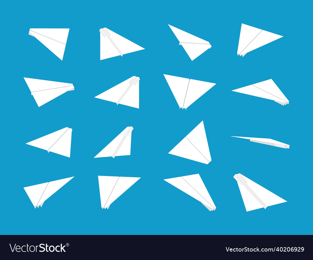 White paper planes collection with different