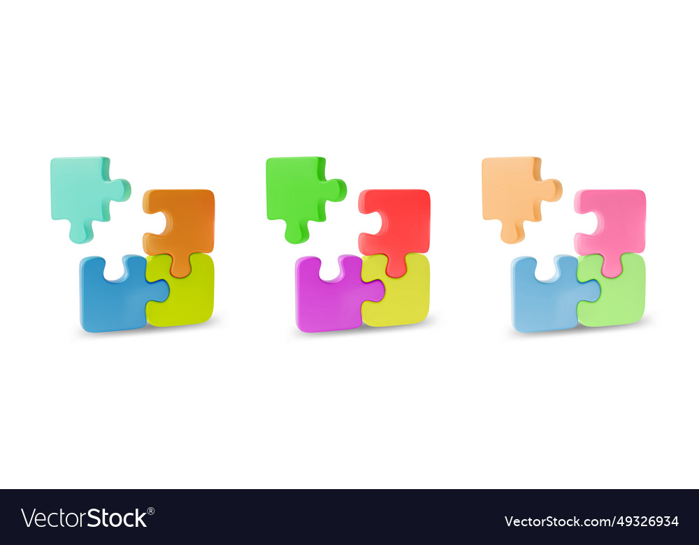 3d different color jigsaw puzzle set cartoon style