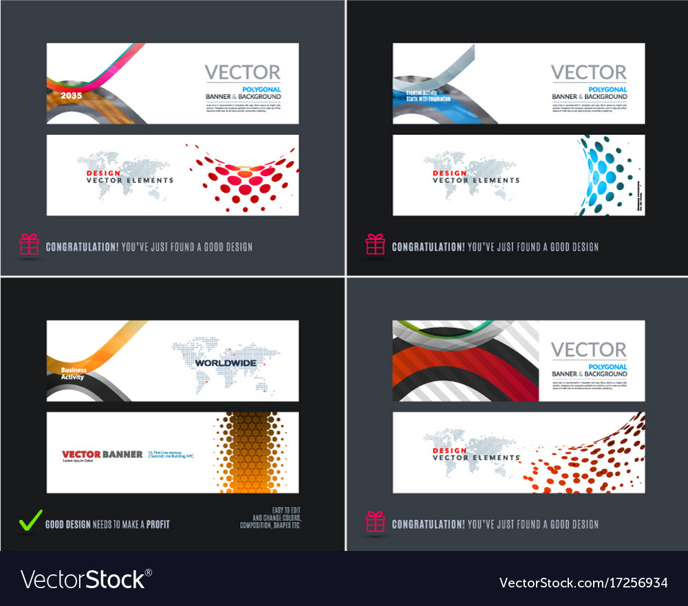 Abstract set of modern horizontal website