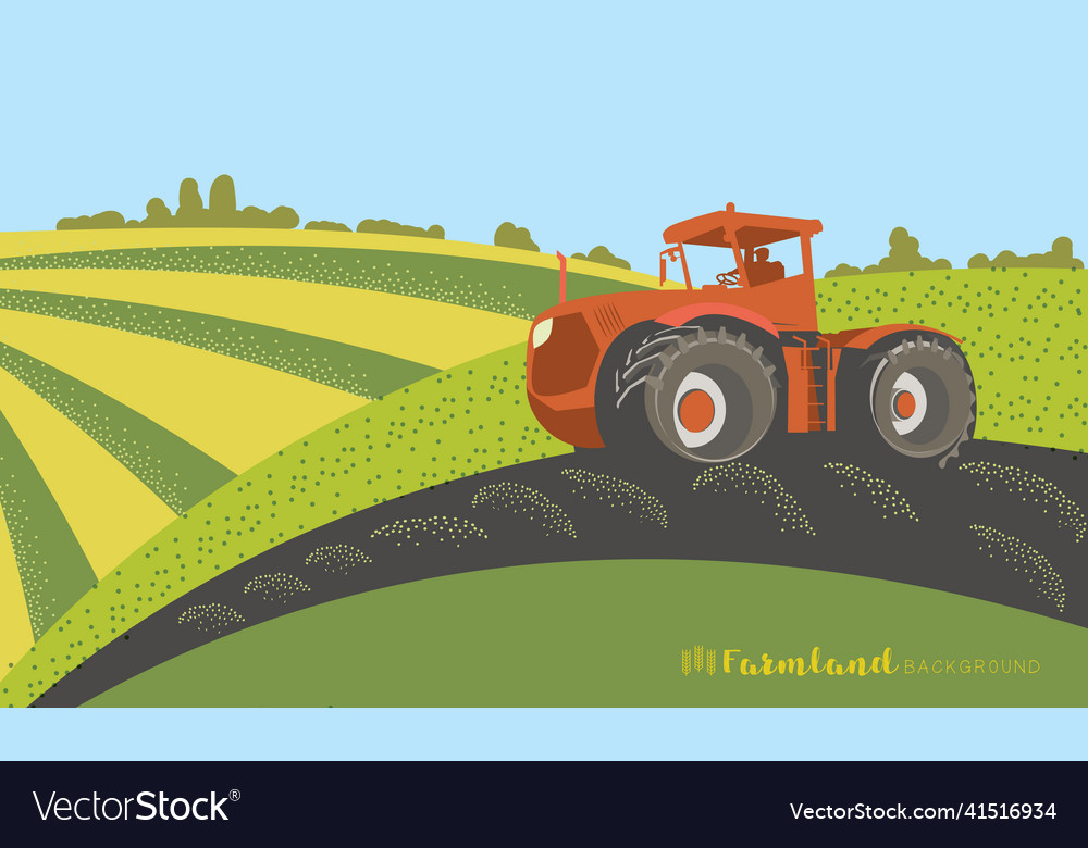 Landwirtschaftliches Banner mit Traktor im Feld