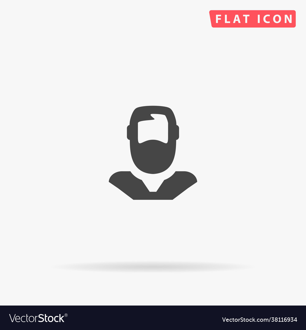 Bearded man flat icon hand drawn style design