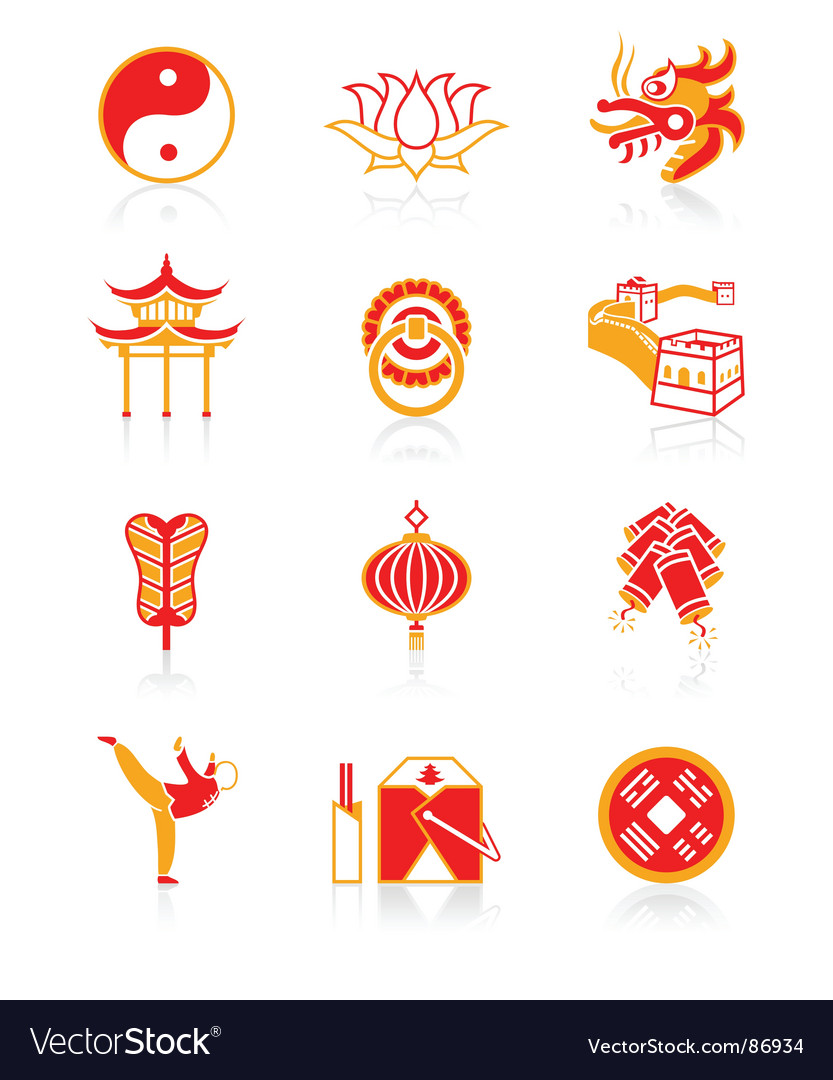 Chinese Culture Icons Royalty Free Vector Image