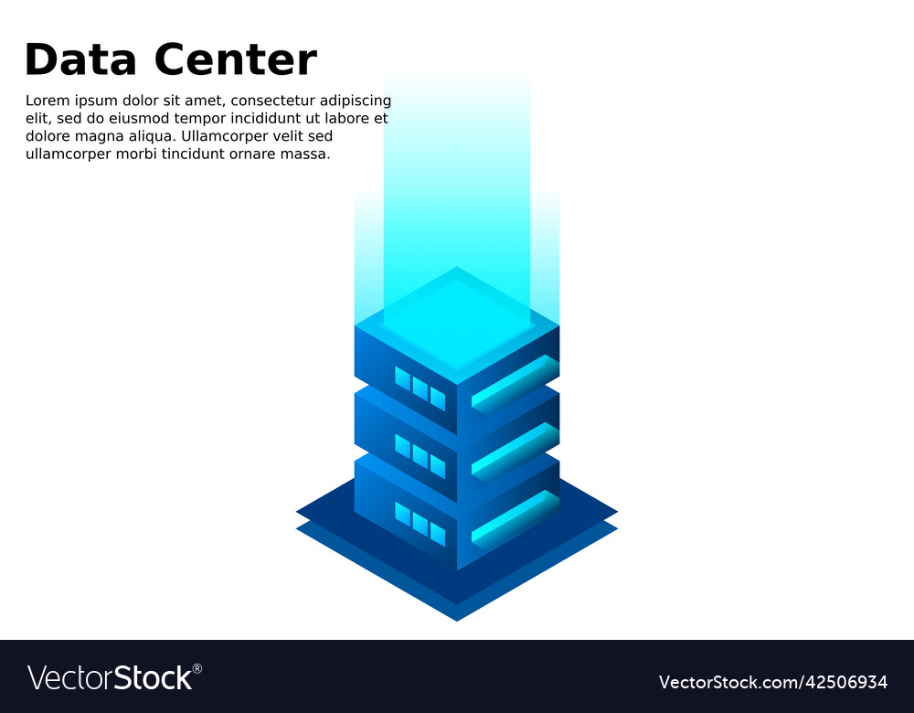 Datacenter isometric abstract 3d hosting server