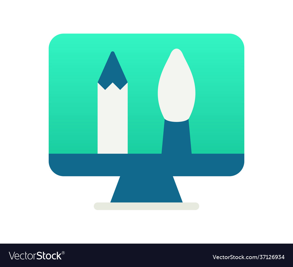 Digital design computer single isolated icon vector image Digital design computer single isolated icon
