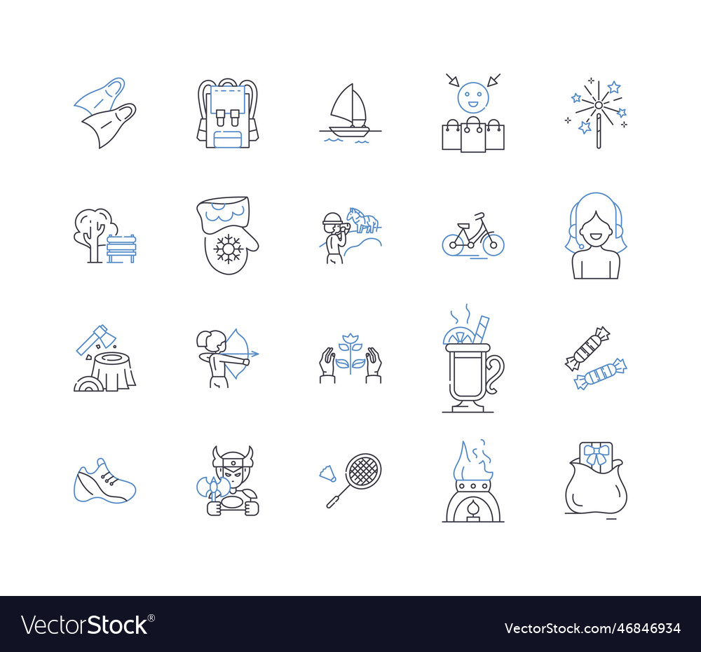 Exercise line icons collection cardio strength