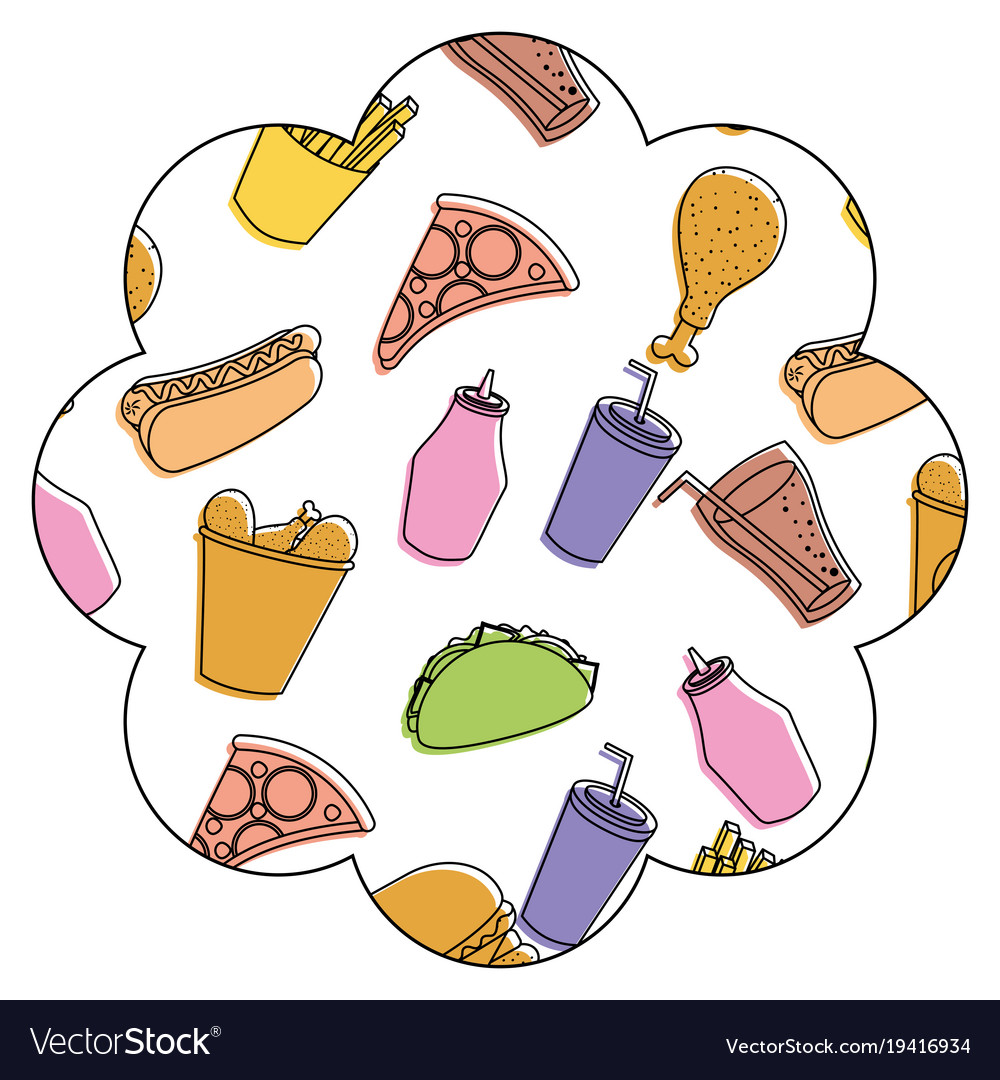 Frame with fast food pattern background