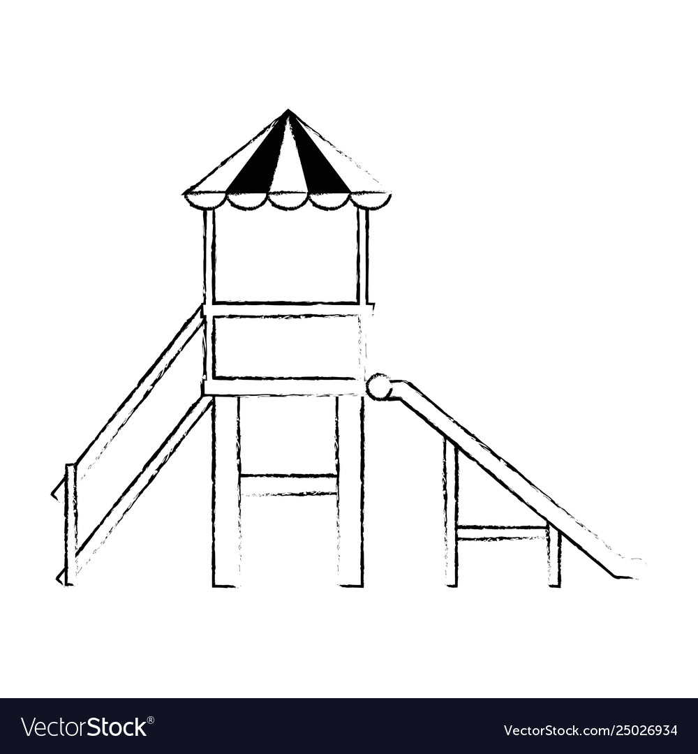 Game with tower and slide vector image Game with tower and slide