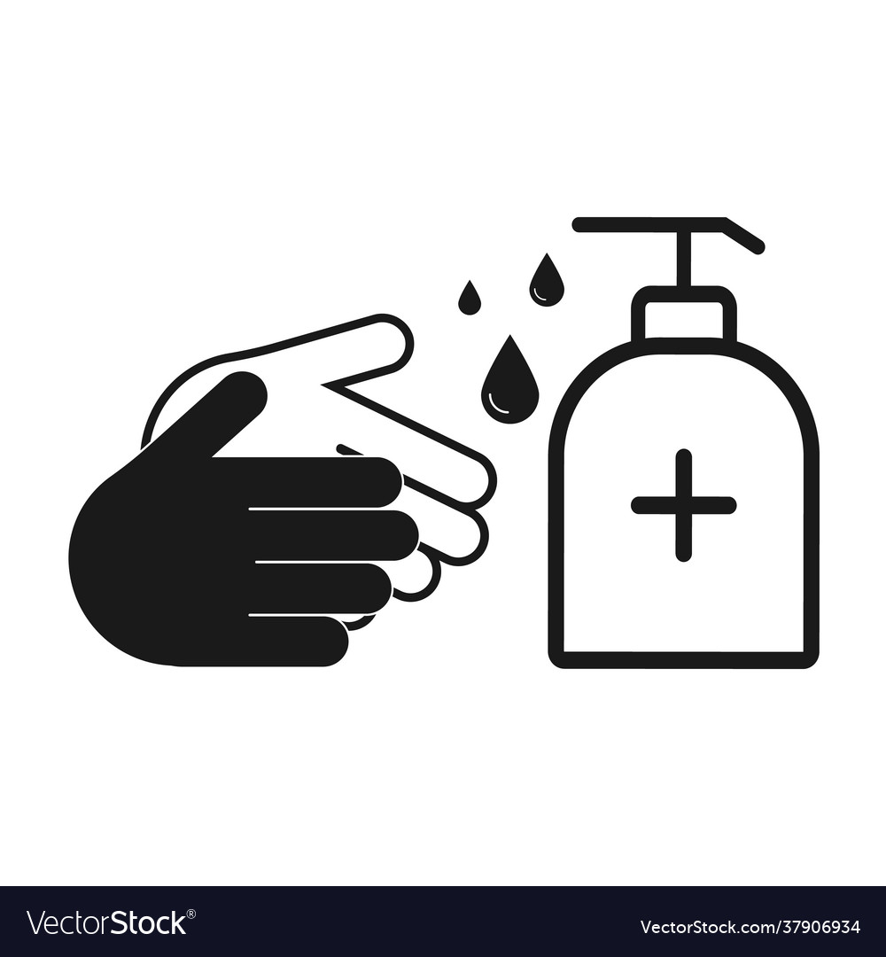 Hand washing icon disinfection sign