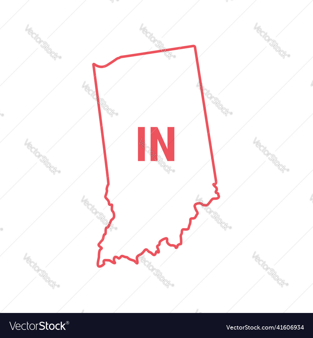 Indiana us state map red outline border Royalty Free Vector