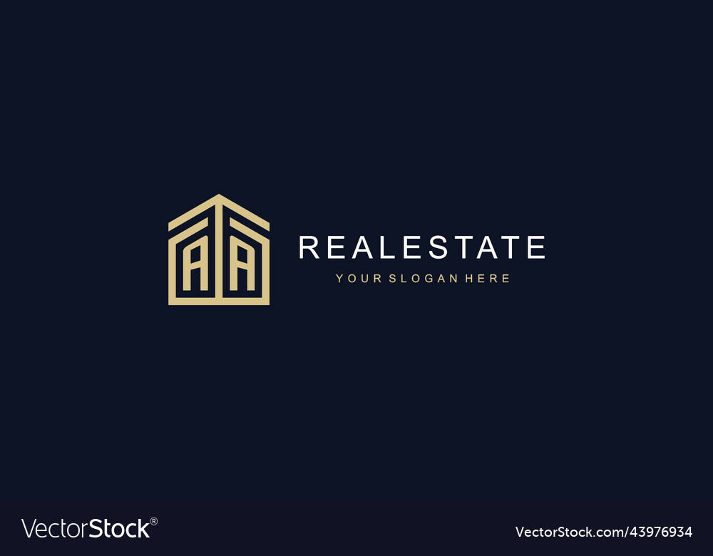 Letter aa with simple home icon logo design