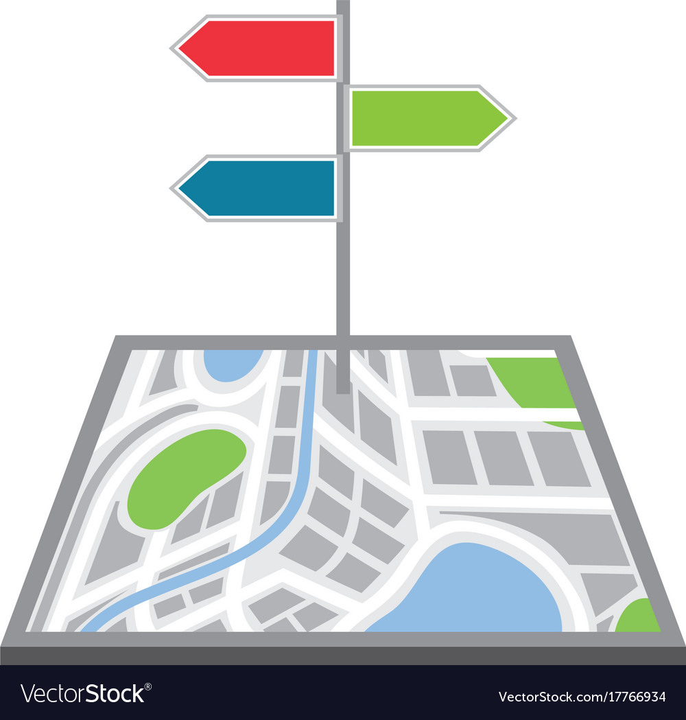 Navigator map with signpost traffic direction