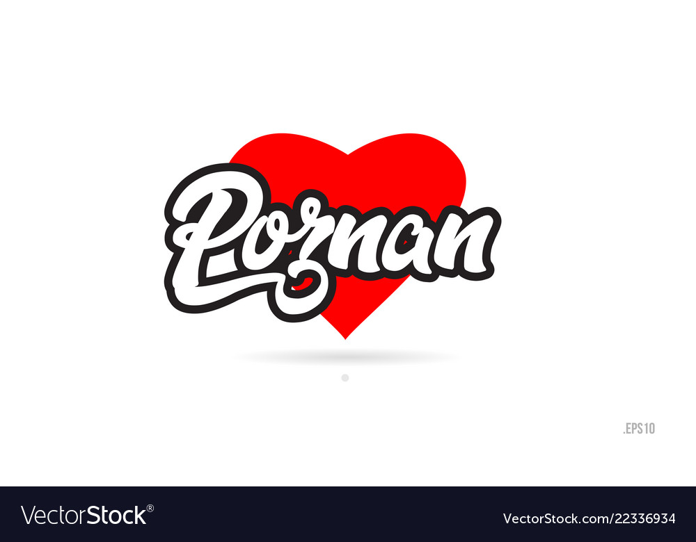 Poznan city design typography with red heart icon