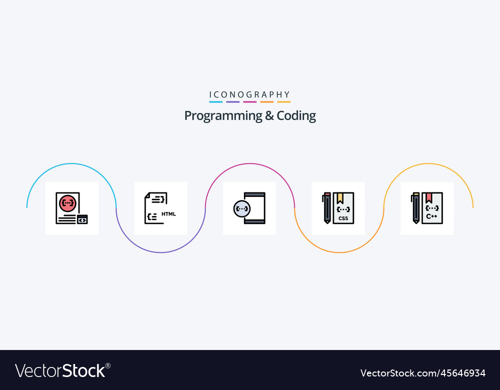 Programmierung und Kodierung Linie gefüllt flach 5 Icon