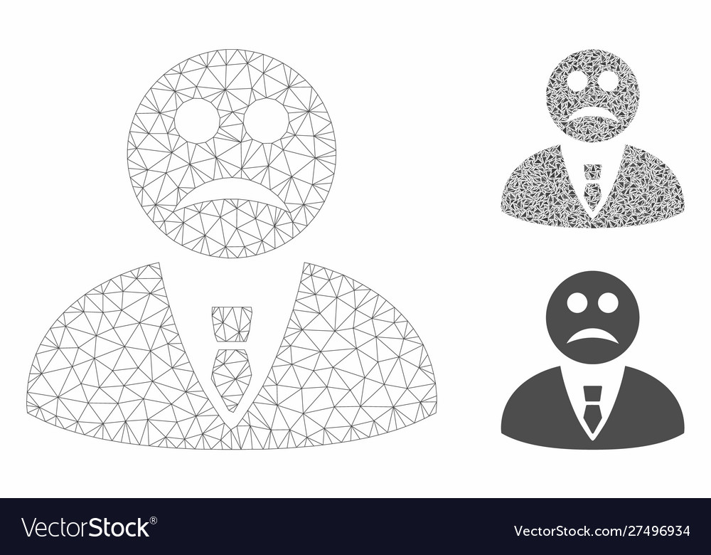 Sad manager mesh 2d model and triangle vector image Sad manager mesh 2d model and triangle