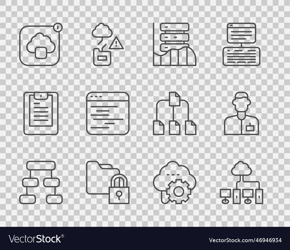 Set line hierarchy organogram chart computer vector image Set line hierarchy organogram chart computer