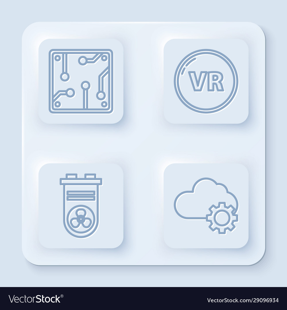Set line processor virtual reality video graphic vector image Set line processor virtual reality video graphic