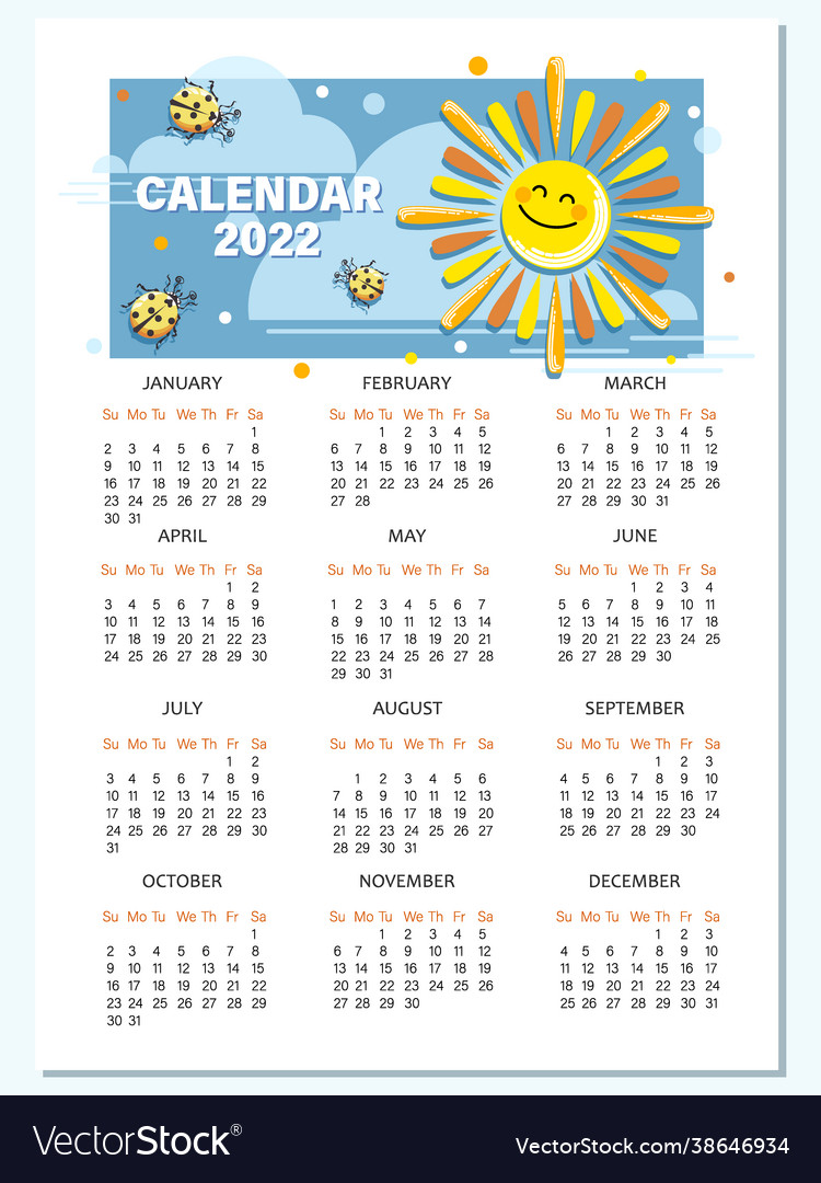 Solar calendar 2022 template