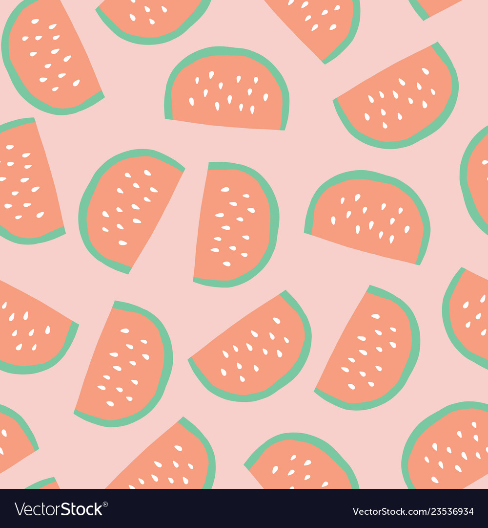 Watermelon slices background seamless pattern vector image Watermelon slices background seamless pattern