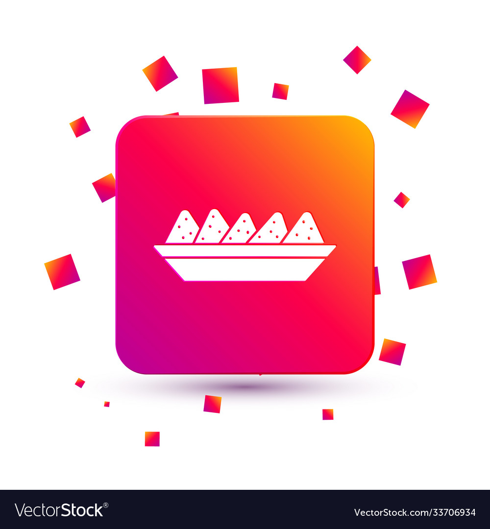 White nachos in plate icon isolated on