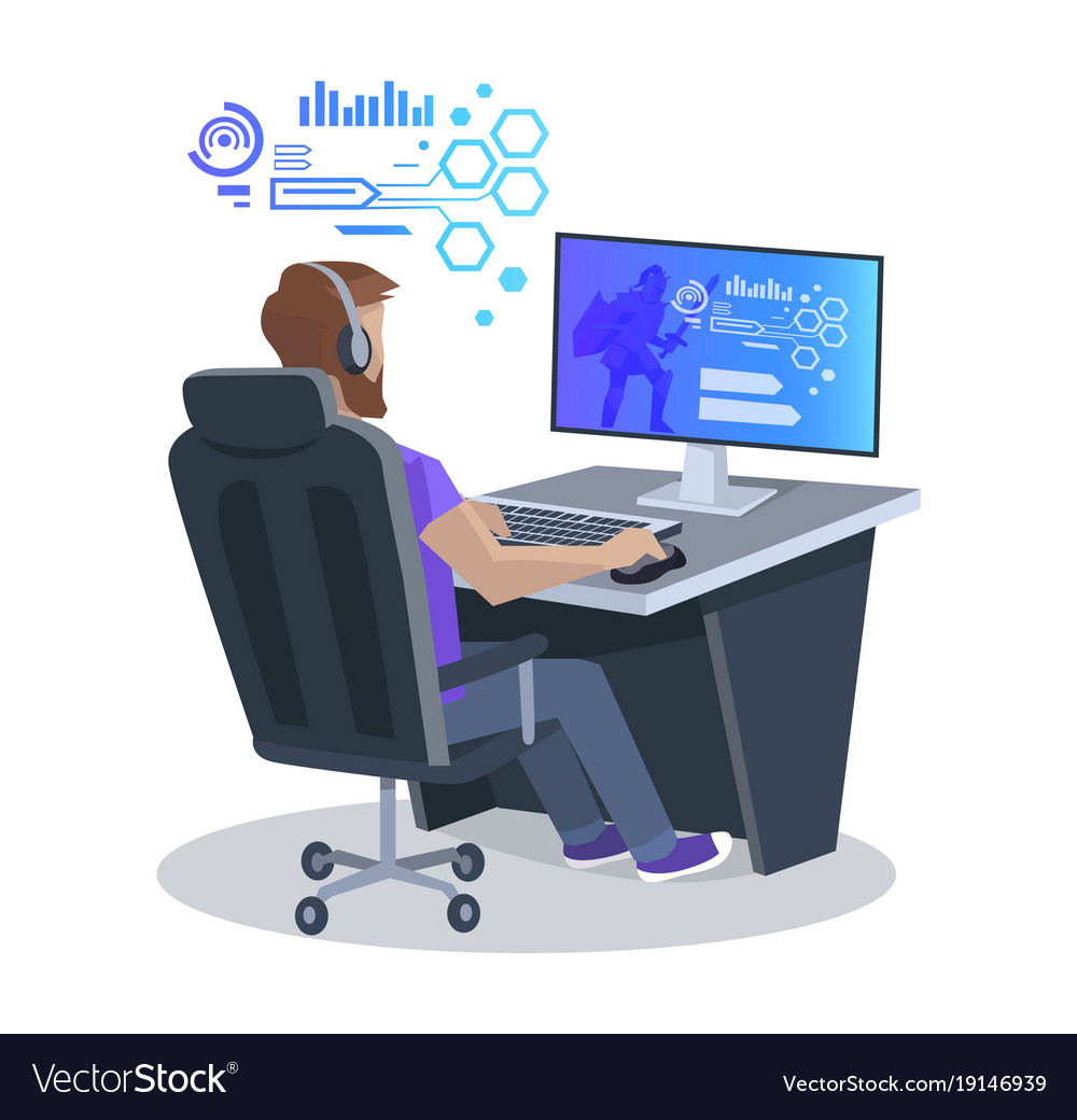 Gaming Man on Computer