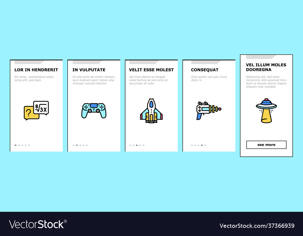Geek nerd und gamer onboarding icons set vector image Geek nerd und gamer onboarding icons set