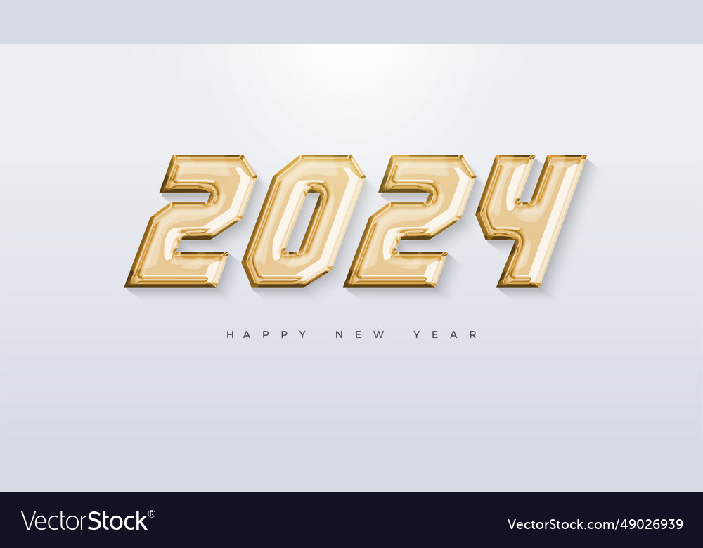 Modern foil gold number 2024 with numbers