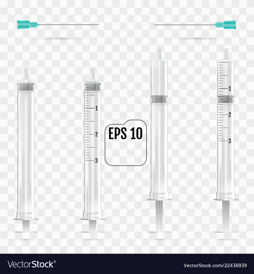 Realistic syringes isolated on transparent vector image Realistic syringes isolated on transparent