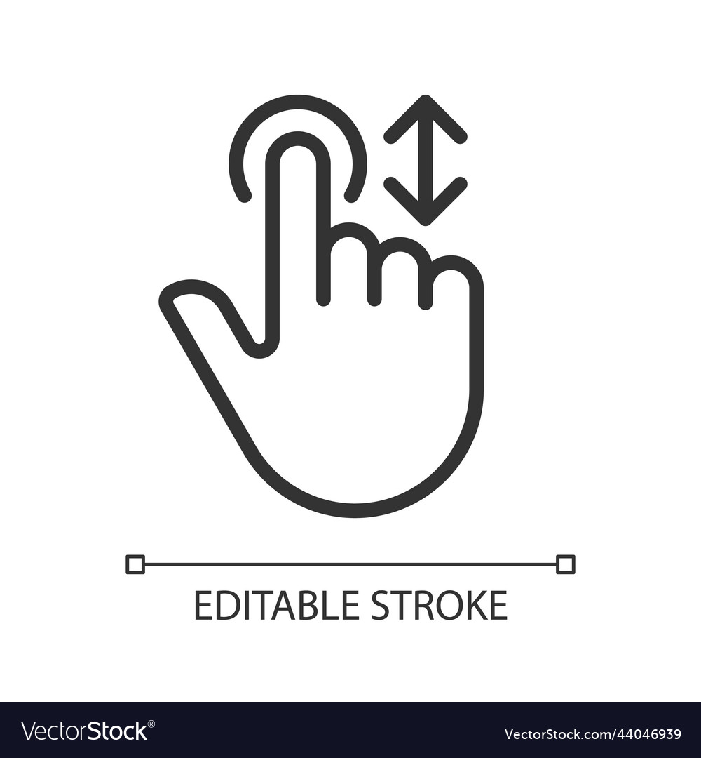 Scrolling vertically pixel perfect linear icon vector image Scrolling vertically pixel perfect linear icon