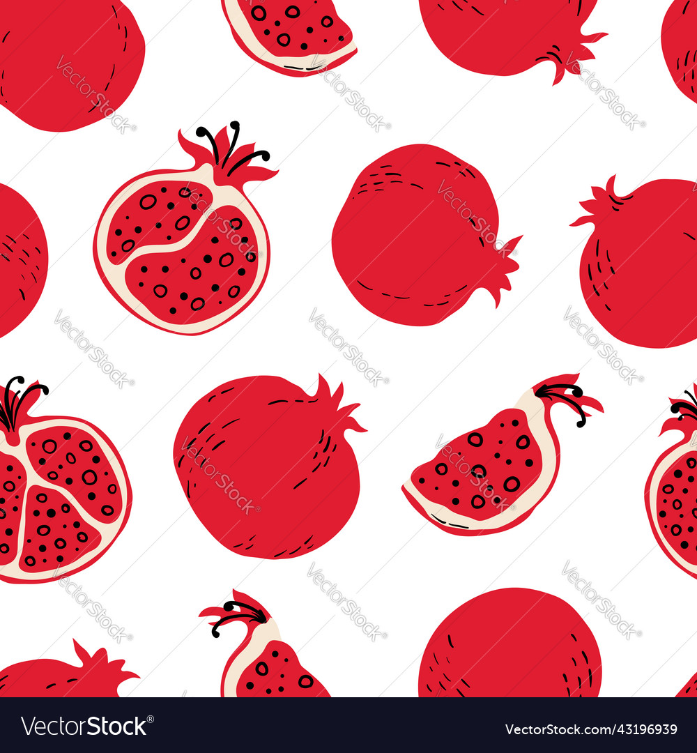 Seamless pattern with red pomegranates vector image Seamless pattern with red pomegranates