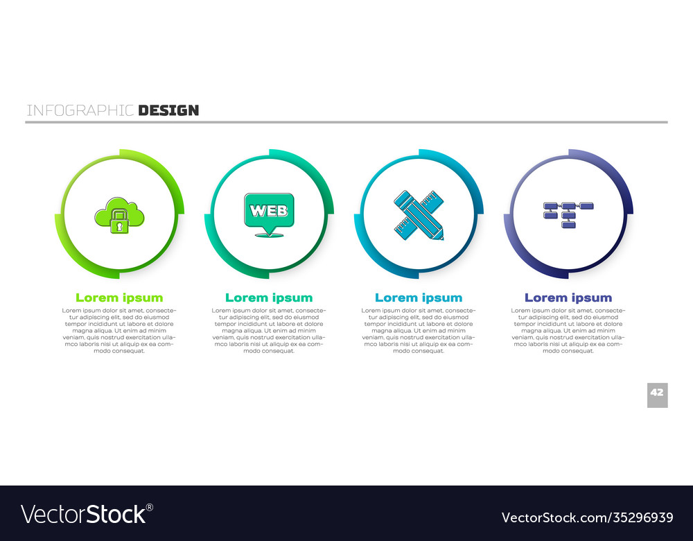 Set cloud computing lock web and graphic design vector image Set cloud computing lock web and graphic design