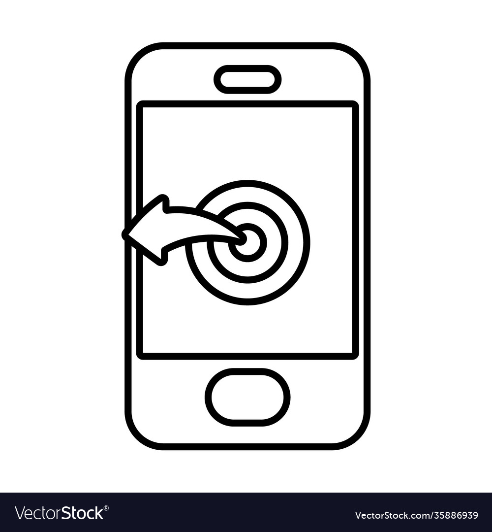 Smartphone with target icon on screen line style