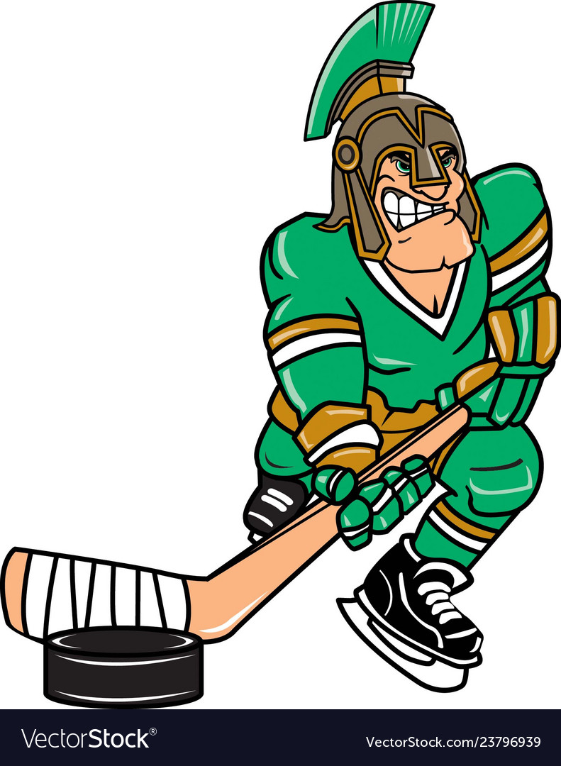 Spartan sports logo mascot hockey Royalty Free Vector Image