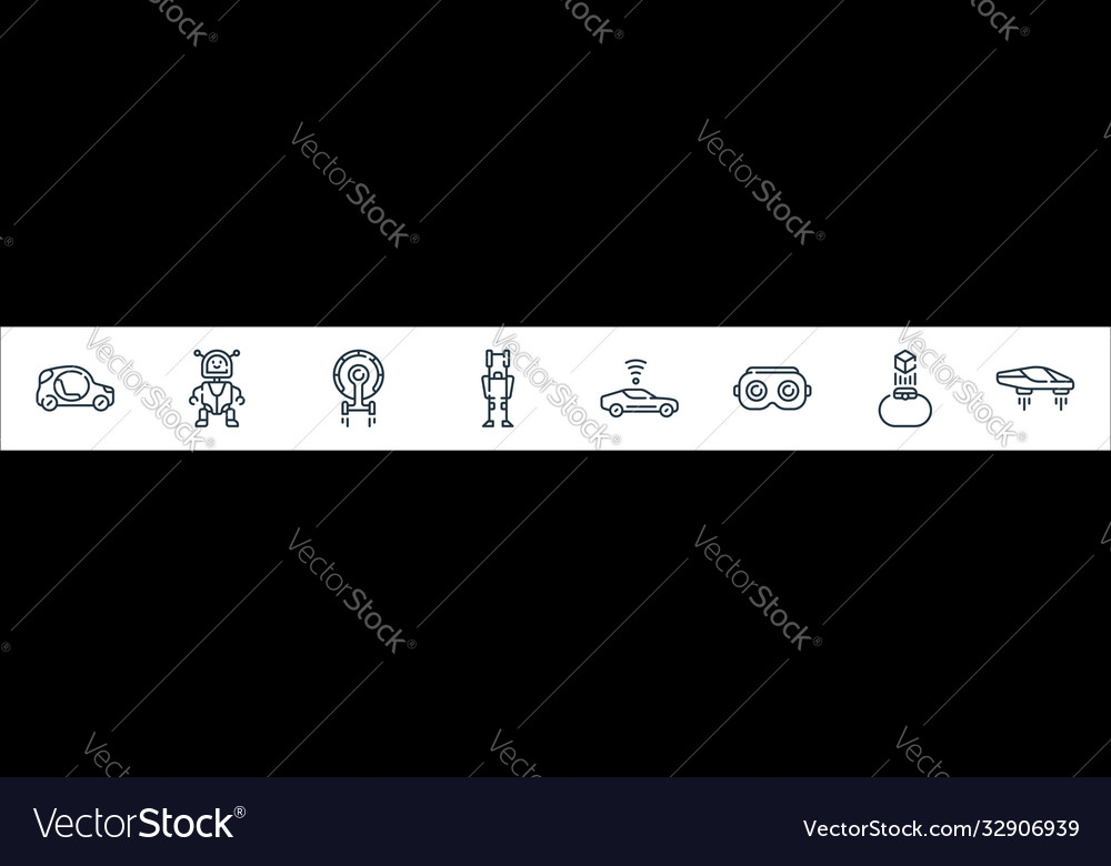 Technology future line icons linear set