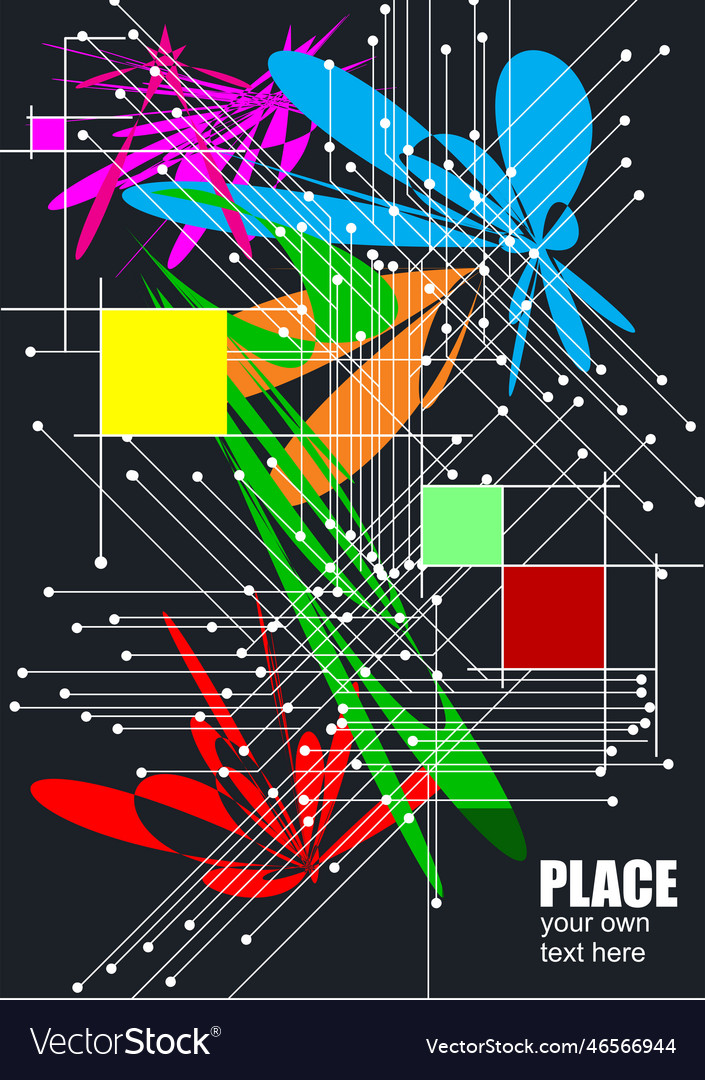 Abstract color composition with stripes and dots