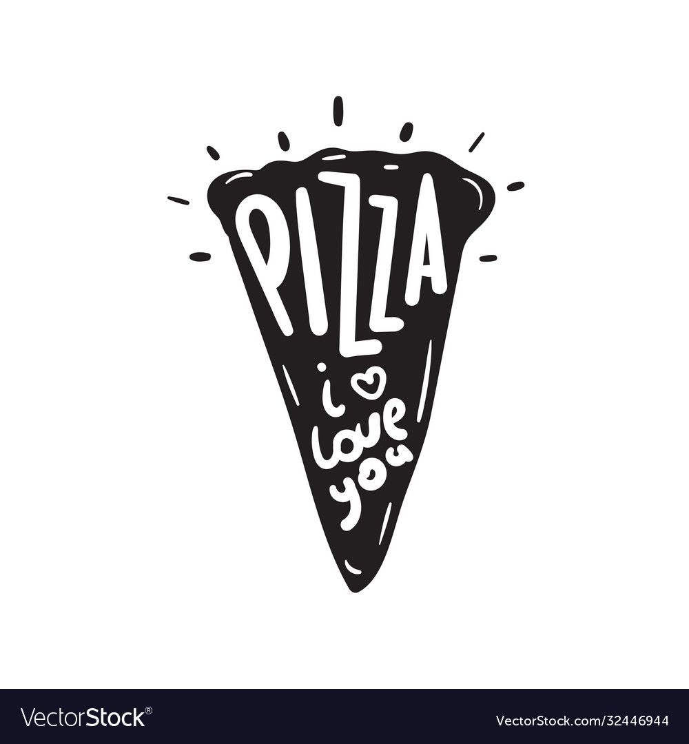 Abstract pizza slice with text