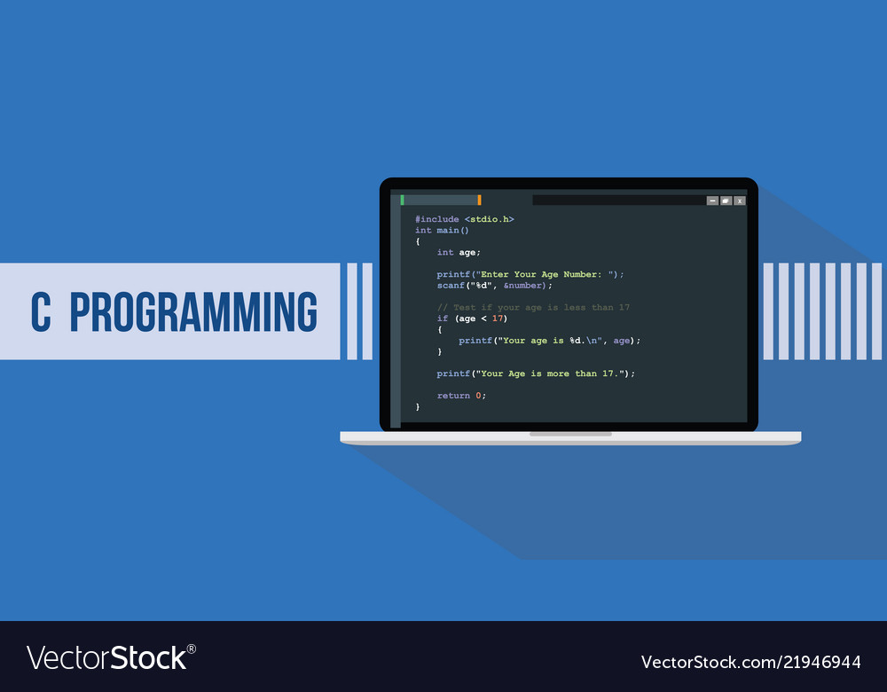 C Programming Code on Laptop