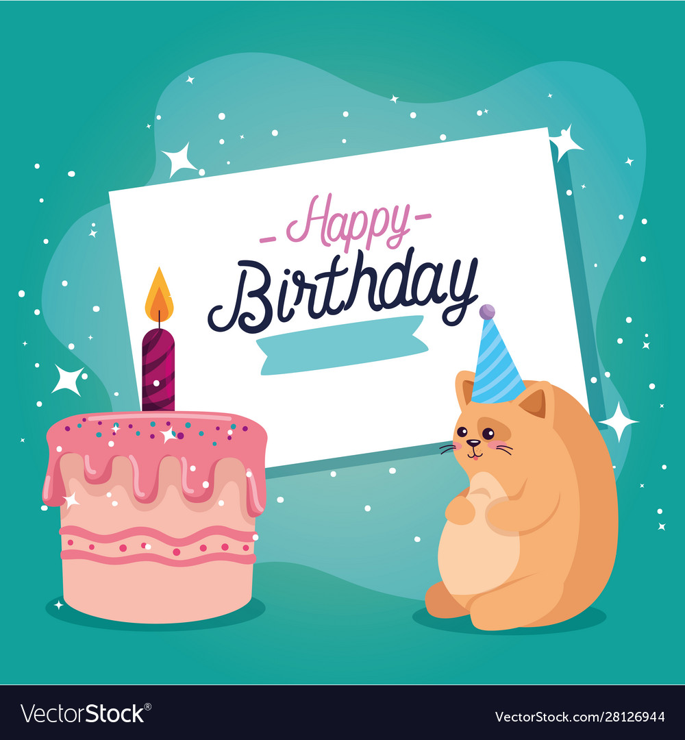 Cat with happy birthday design