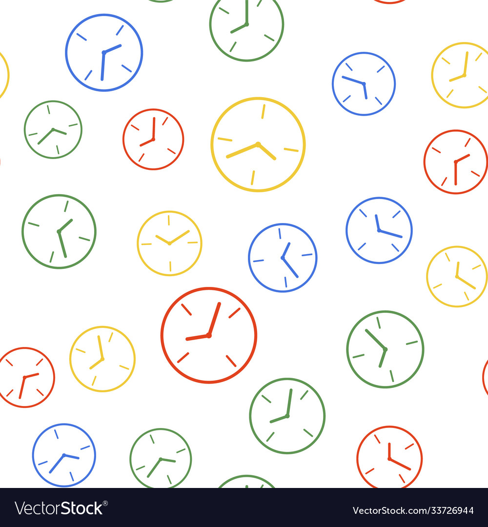 Color clock icon isolated seamless pattern
