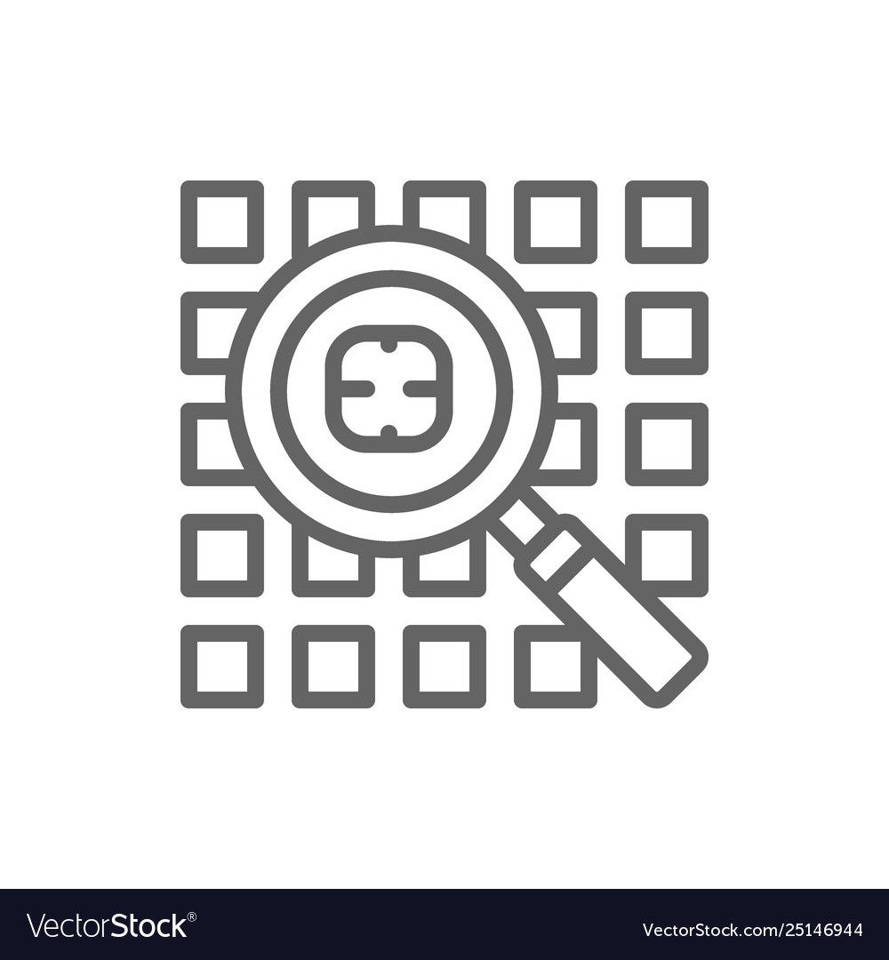 Computer virus search security system line icon vector image Computer virus search security system line icon