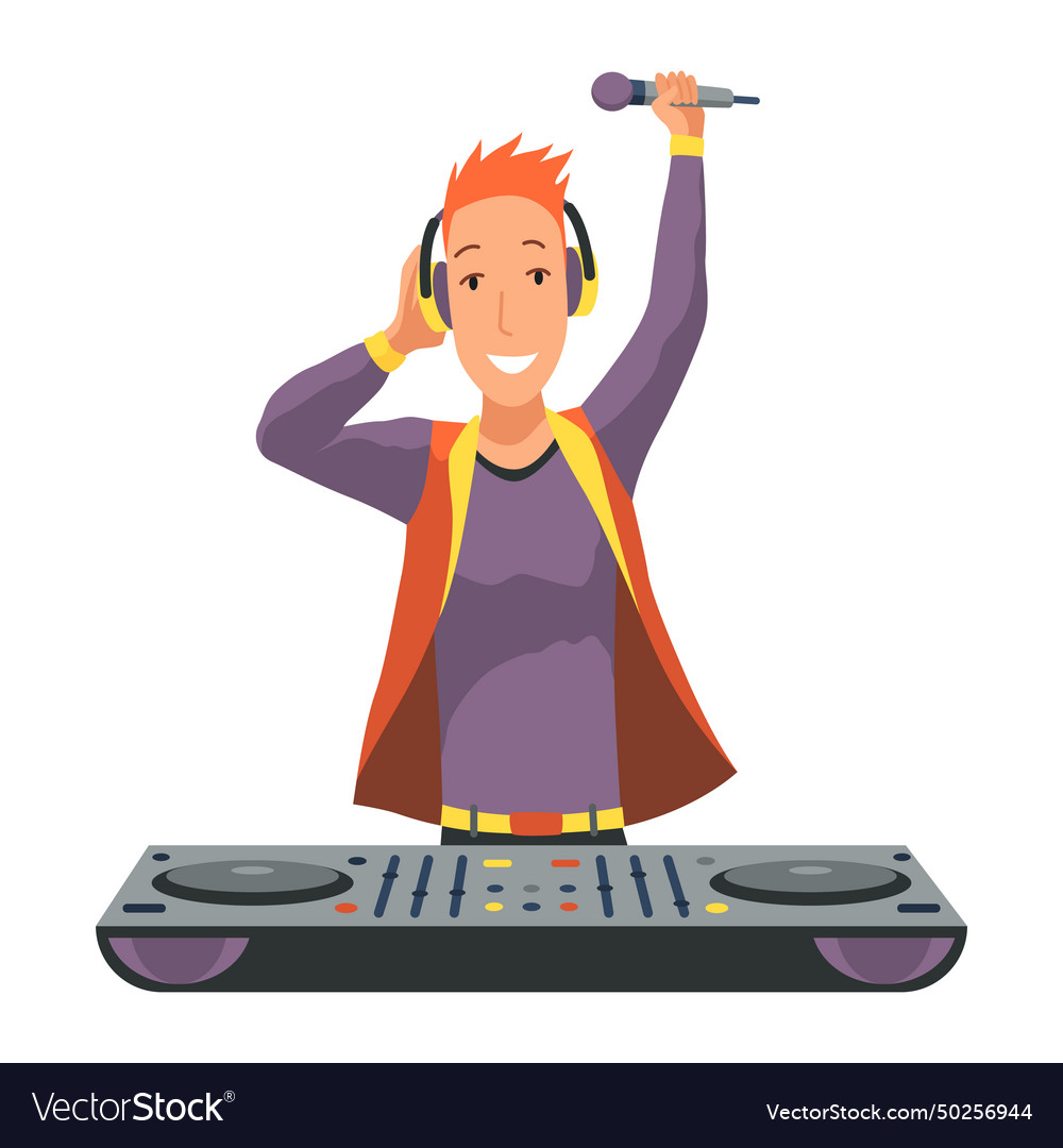 Dj character male party musician in headphones