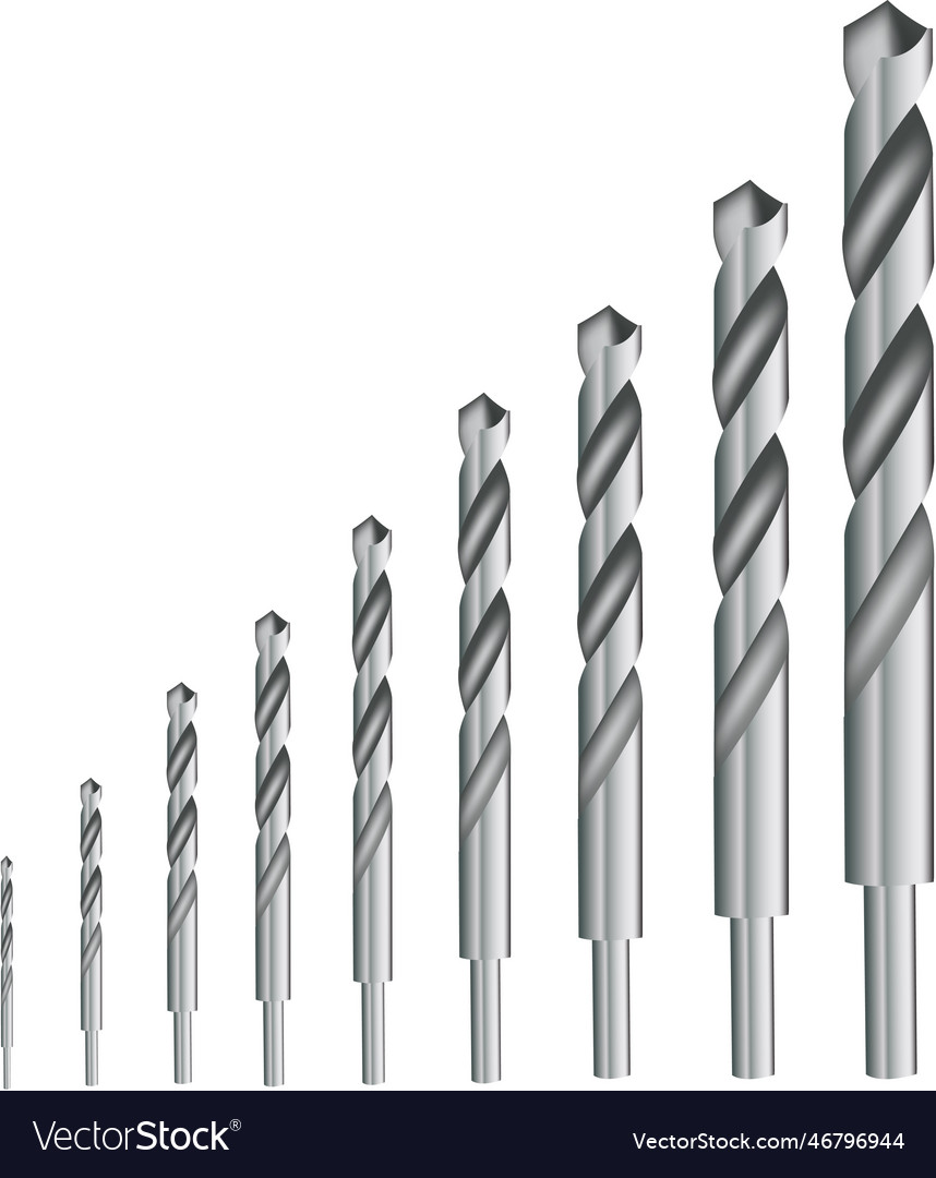 Drill Bit For Iron Various Sizes Royalty Free Vector Image