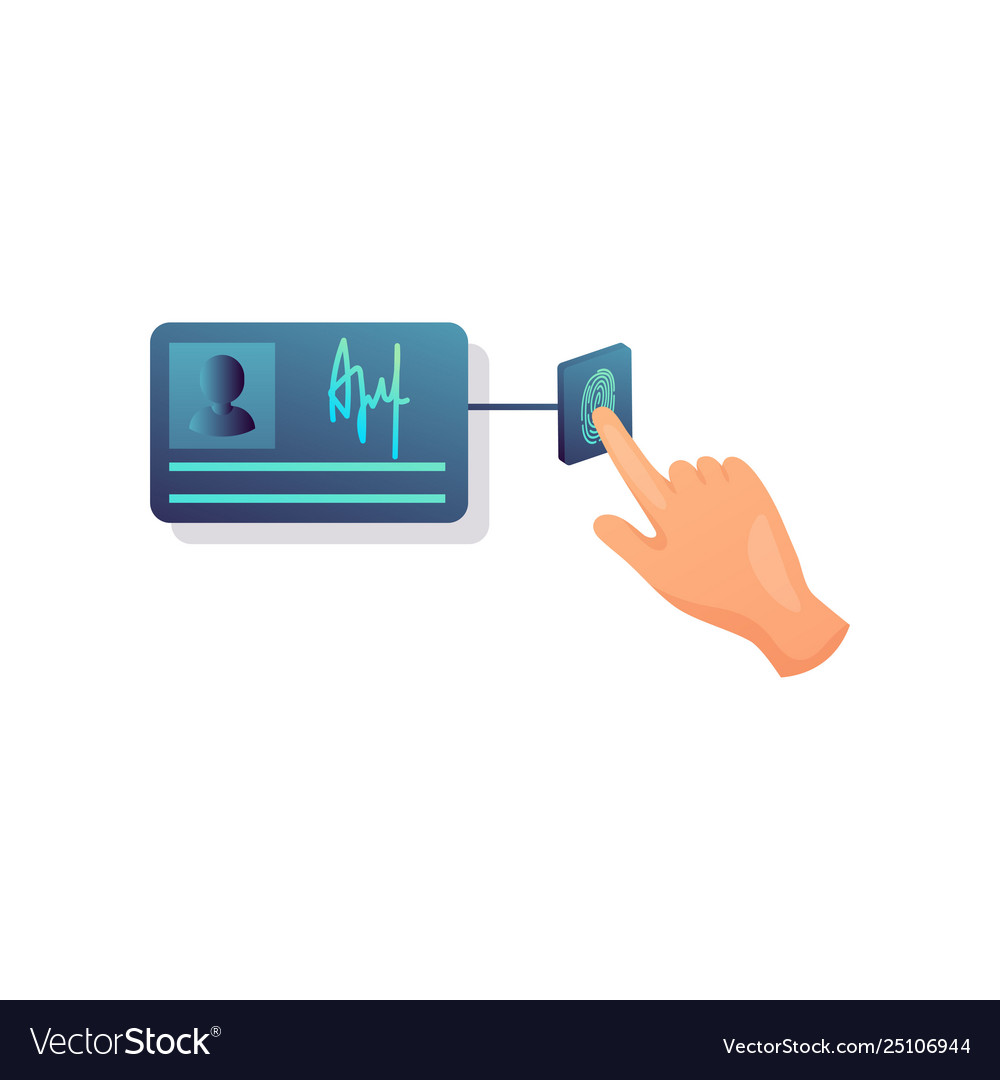 Fingerprint security touch button identity card vector image Fingerprint security touch button identity card