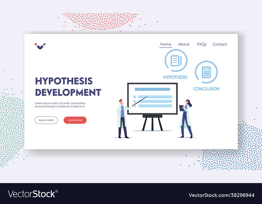 Hypothesis development landing page template tiny vector image Hypothesis development landing page template tiny
