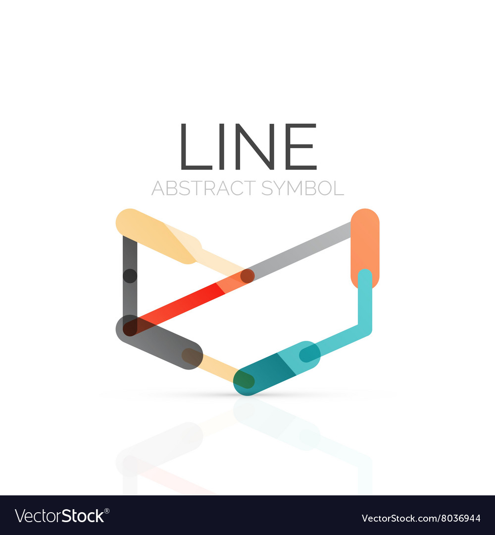 Linear abstract logo connected multicolored