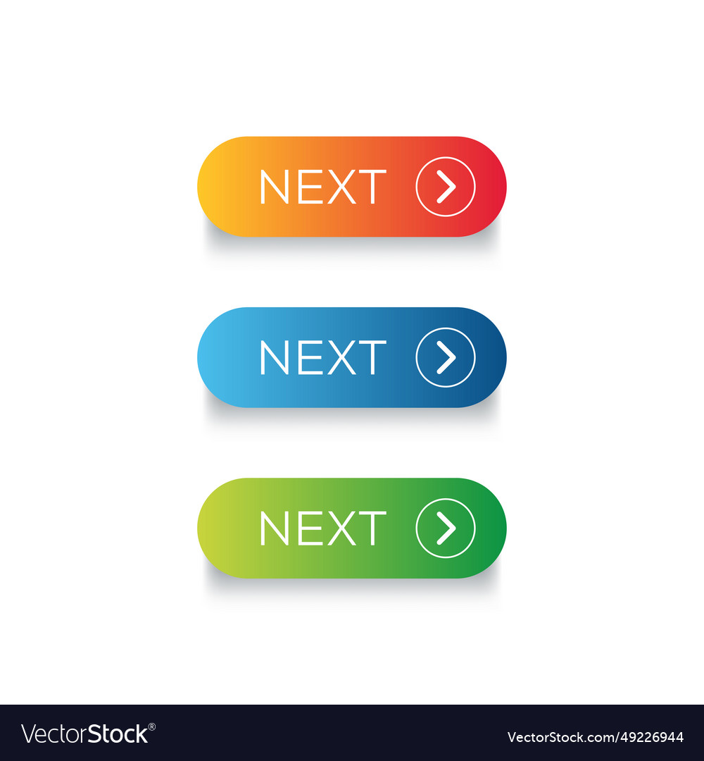 Next web buttons set with arrow vector image Next web buttons set with arrow