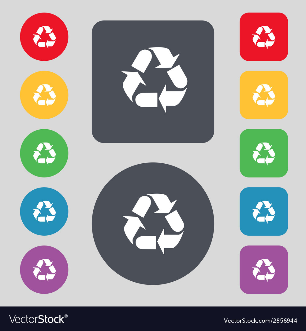 Processing icon flat modern set colourful web