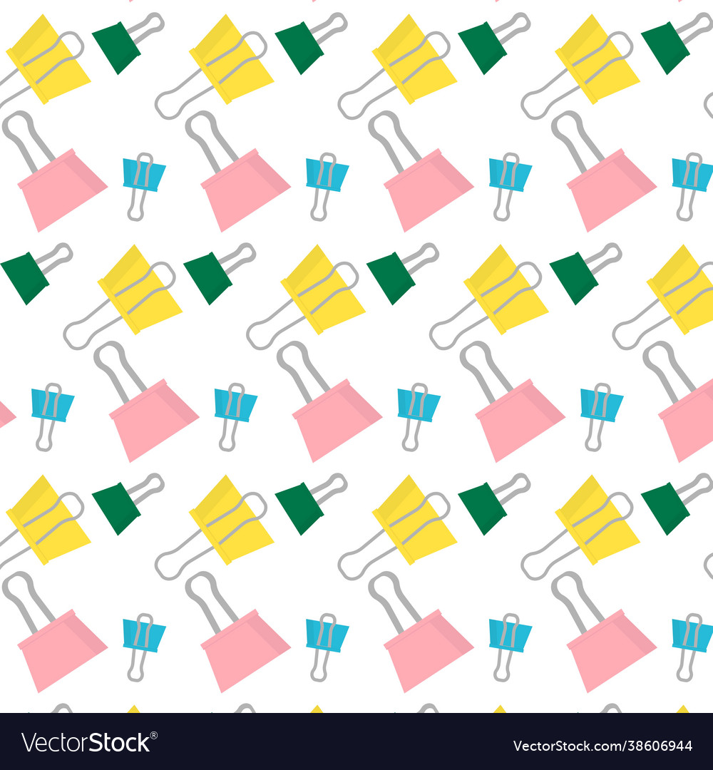 Seamless pattern with multicolored paper clips